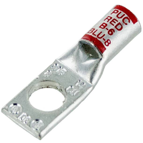 Short Barrel Copper Lug 8 Awg 1/4" Stud Red BLU8S15 Short Barrel Copper Lug 8 Awg 1/4" Stud Red BLU8S15