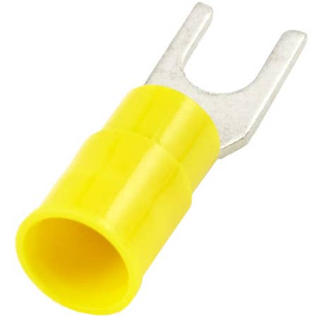 Block Spade Terminal PVC Yellow 12-10 Awg #6 BS4C6 Block Spade Terminal PVC Yellow 12-10 Awg #6 BS4C6