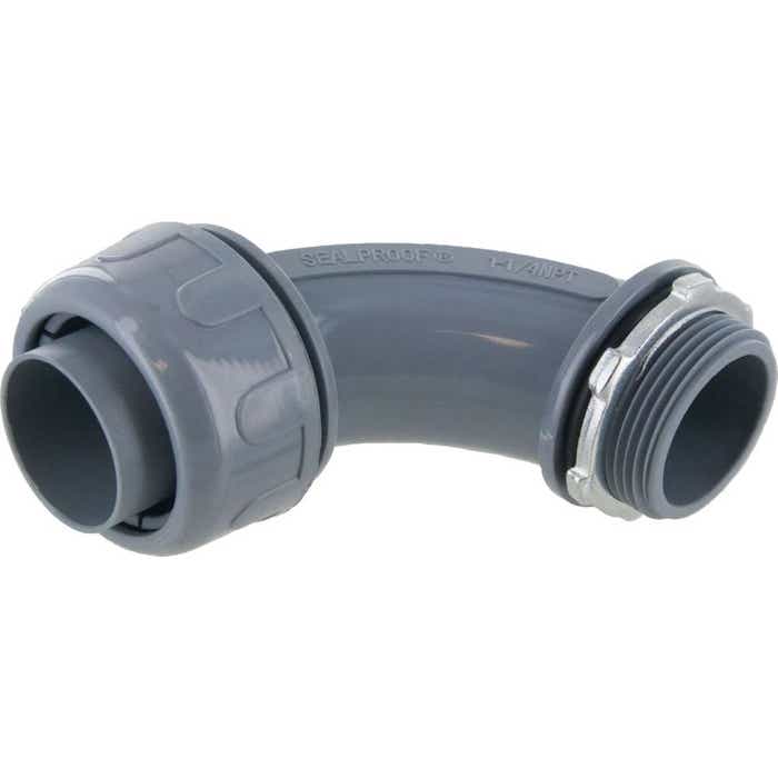 1-1/4" Liquid Tight 90 Degree Connector Gray