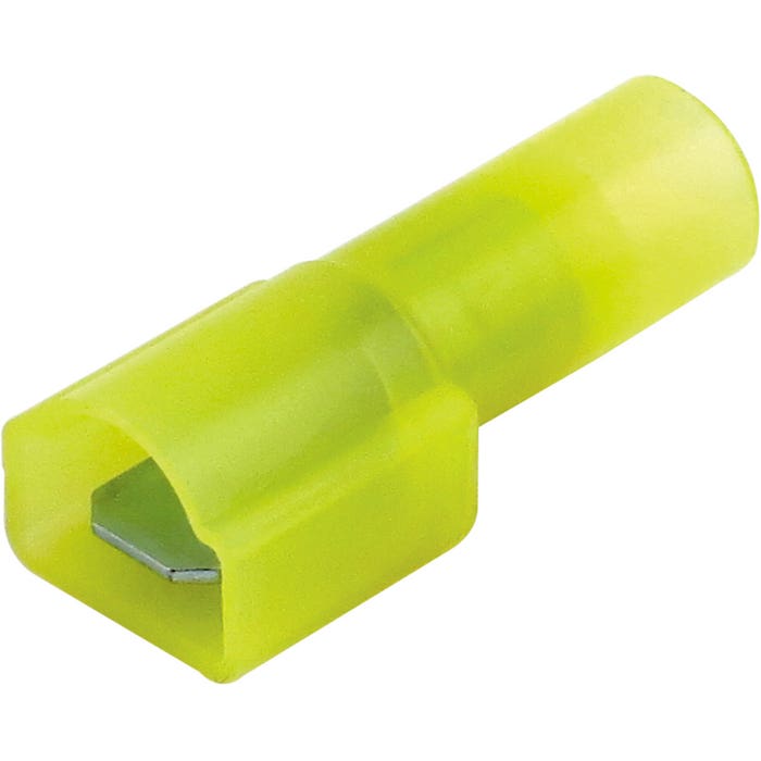 Bulk Yellow Nylon Fully Insulated Male Disconnect Crimp Terminal 1/4" (.250) tab