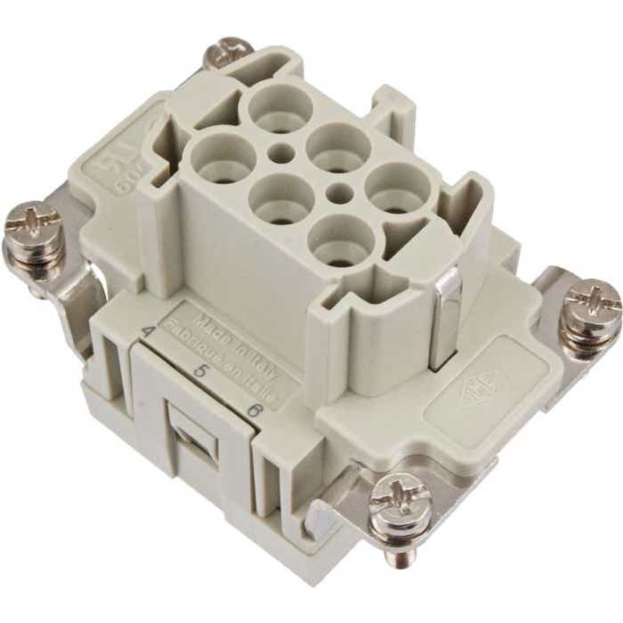 6 Pole Rectangular Connector Female Insert 16 Amp ILME CSEF06