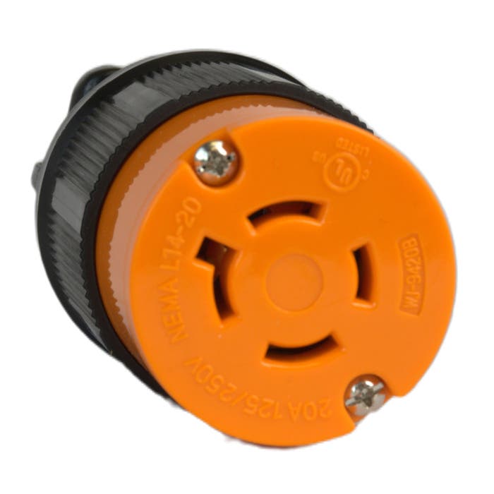 Twisting Lock Device 20 Amp Female Connector Orange L14-20C Twisting Lock Device 20 Amp Female Connector Orange L14-20C