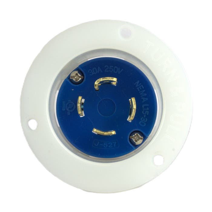 30 Amp Twist Lock Device Flanged Inlet Blue L15-30MI 30 Amp Twist Lock Device Flanged Inlet Blue L15-30MI
