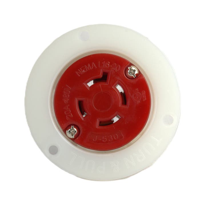 20 Amp Twist Lock Device Flanged Outlet Red L16-20FO 20 Amp Twist Lock Device Flanged Outlet Red L16-20FO