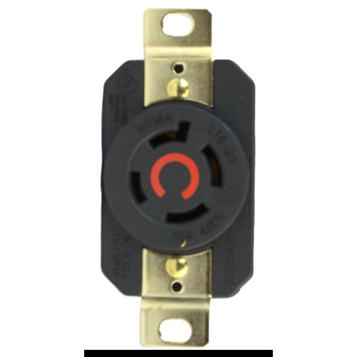 20 Amp Twist Lock Device Receptacle Red L16-20R 20 Amp Twist Lock Device Receptacle Red L16-20R