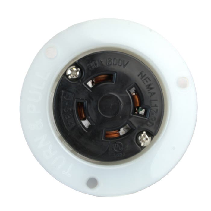 30 Amp Twist Lock Device Flanged Outlet Black L17-30FO 30 Amp Twist Lock Device Flanged Outlet Black L17-30FO