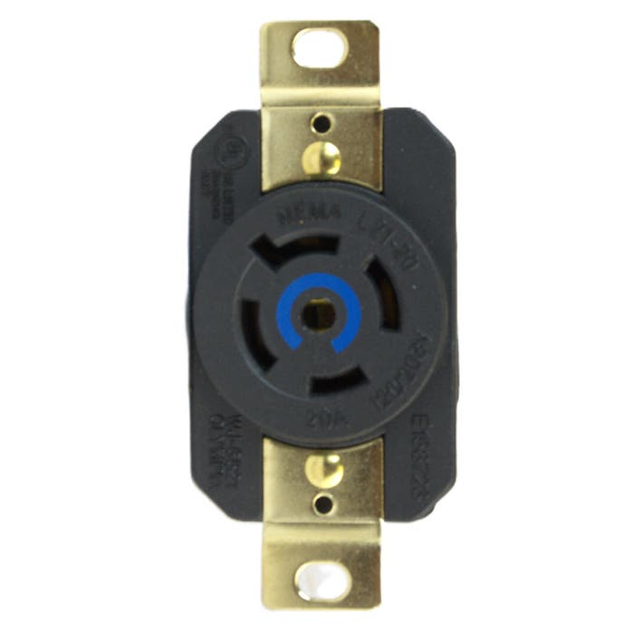 20 Amp Twist Lock Device Receptacle Blue L21-20R 20 Amp Twist Lock Device Receptacle Blue L21-20R