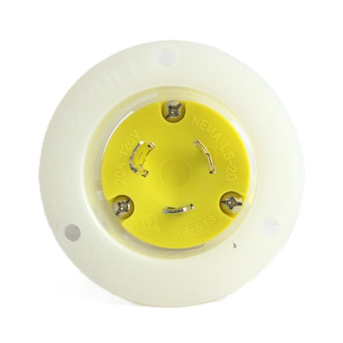 20 Amp Twist Lock Device Flanged Inlet Yellow L5-20MI 20 Amp Twist Lock Device Flanged Inlet Yellow L5-20MI