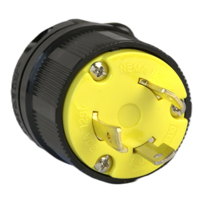 Twisting Lock Device 30 Amp Male Plug Yellow L5-30P Twisting Lock Device 30 Amp Male Plug Yellow L5-30P