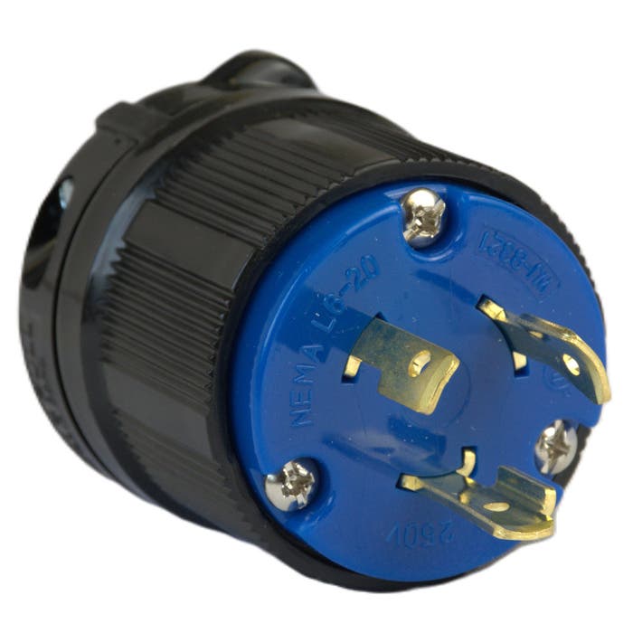 Twisting Lock Device 20 Amp Male Plug Blue L6-20P Twisting Lock Device 20 Amp Male Plug Blue L6-20P