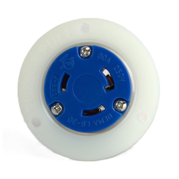 30 Amp Twist Lock Device Flanged Outlet Blue L6-30FO 30 Amp Twist Lock Device Flanged Outlet Blue L6-30FO