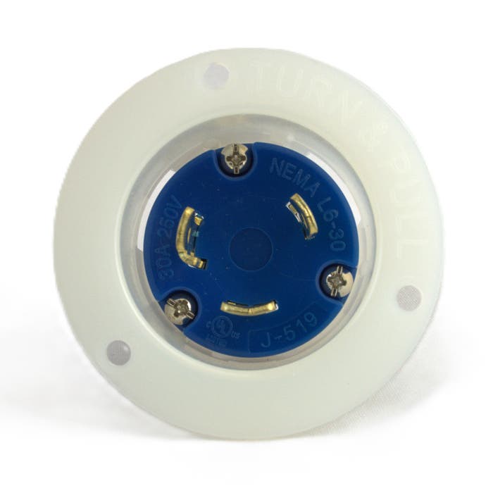 30 Amp Twist Lock Device Flanged Inlet Blue L6-30MI 30 Amp Twist Lock Device Flanged Inlet Blue L6-30MI