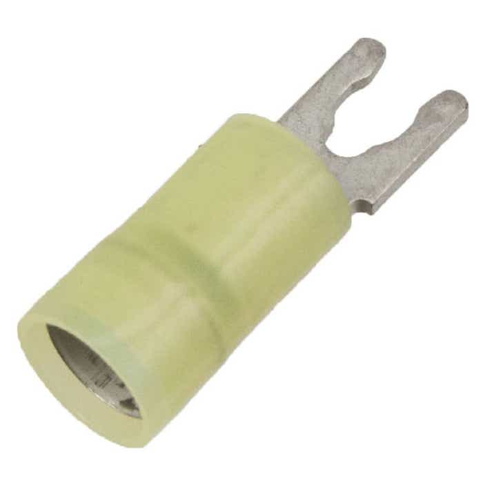 12-10 Awg Locking-Spade Terminal Nylon Yellow #6 Bulk 12-10 Awg Locking-Spade Terminal Nylon Yellow #6 Bulk
