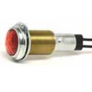 DOUBLE CONTACT, METAL SOCKET, PLATED BRASS BEZEL, 15/16" FACETED LENS, AMBER, 12V BULB SUPPLIED