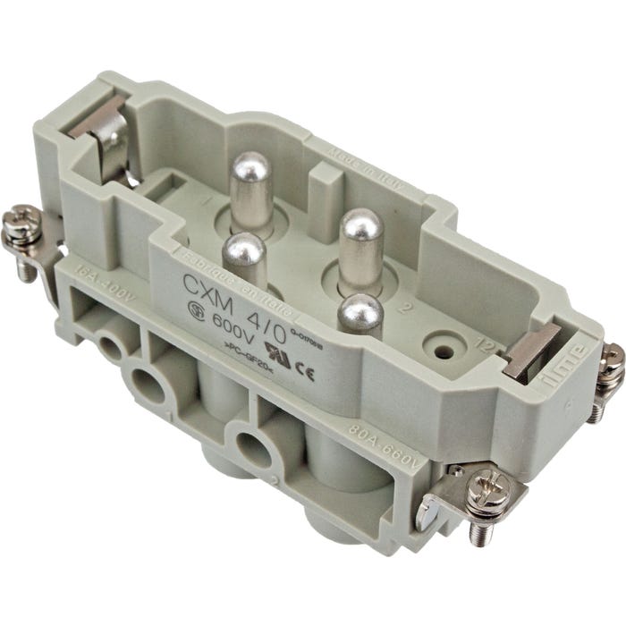 4 Pole Rectangular Connector Male Insert 80 Amp ILME CXM4/0 4 Pole Rectangular Connector Male Insert 80 Amp ILME CXM4/0
