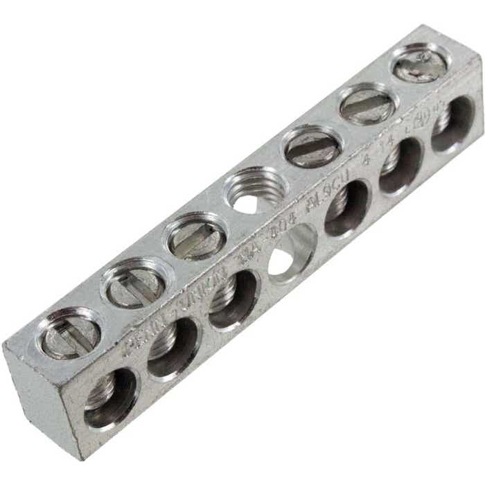 NA404 Aluminum Neutral Bar #14 - #4 Awg 6 Taps NA404 Aluminum Neutral Bar #14 - #4 Awg 6 Taps