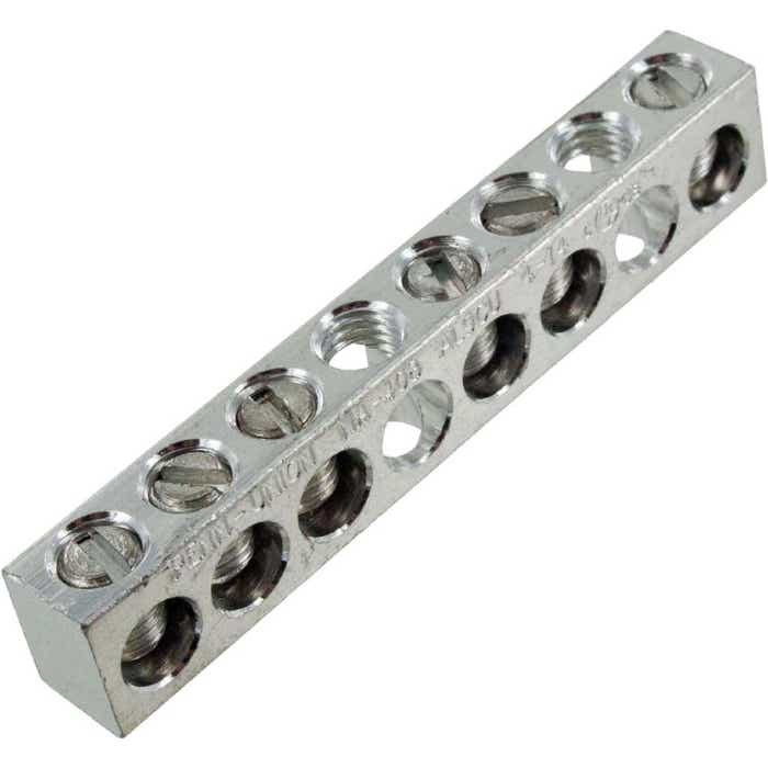 NA408 Aluminum Neutral Bar #14 - #4 Awg 6 Taps NA408 Aluminum Neutral Bar #14 - #4 Awg 6 Taps