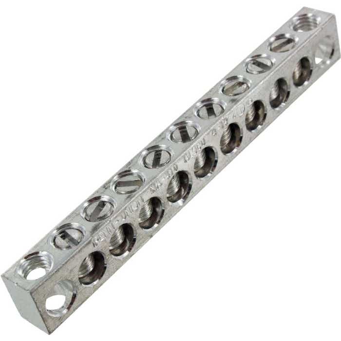 NA410 Aluminum Neutral Bar #14 - #4 Awg 9 Taps NA410 Aluminum Neutral Bar #14 - #4 Awg 9 Taps