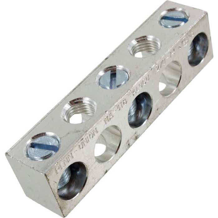 NA418 Aluminum Neutral Bar #14 - #2/0 Awg 3 Taps