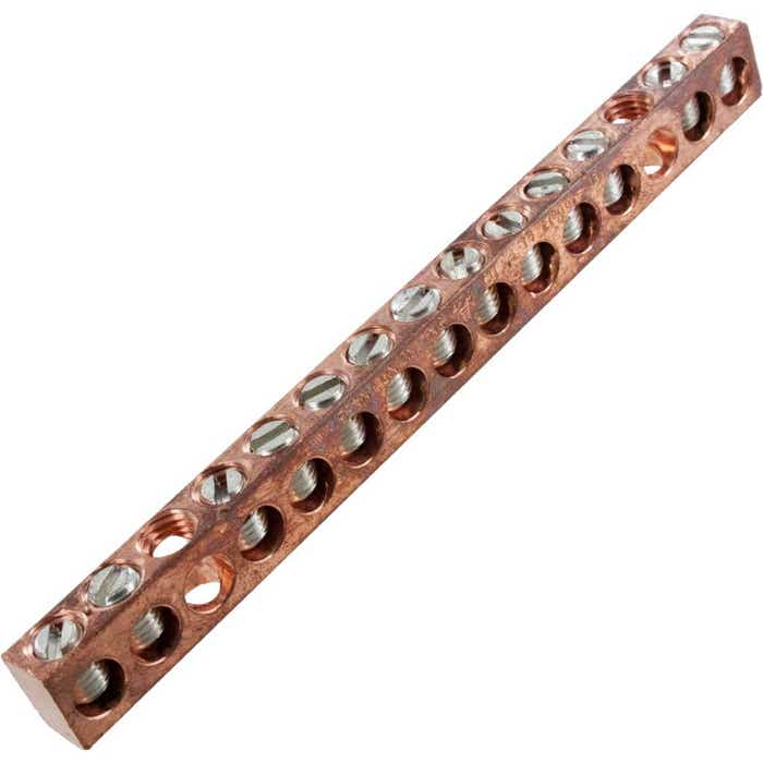 NC424 Copper Neutral Bar #14 - #4 Awg 13 Taps NC424 Copper Neutral Bar #14 - #4 Awg 13 Taps