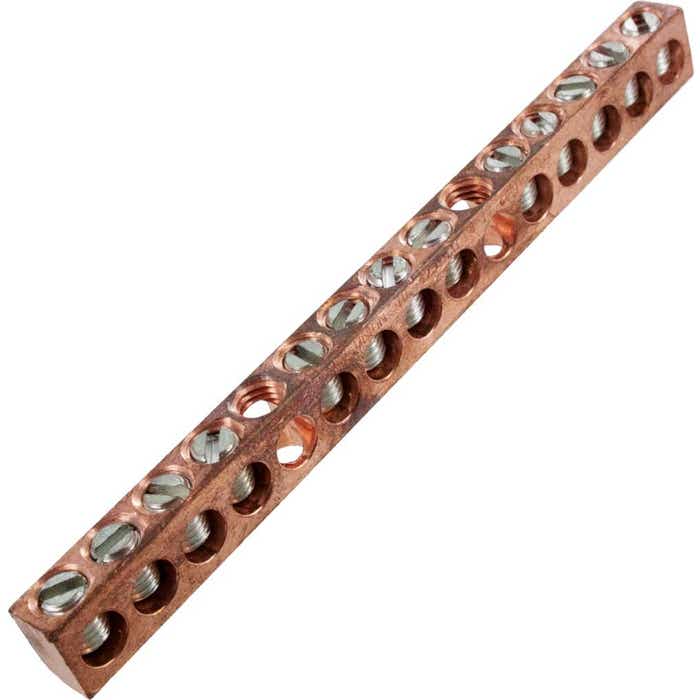 NC425 Copper Neutral Bar #14 - #4 Awg 13 Taps NC425 Copper Neutral Bar #14 - #4 Awg 13 Taps