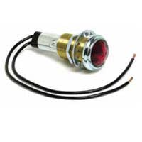 DOUBLE CONTACT, PLATED BRASS BEZEL, 15/16" FACETED LENS, RED, 12V BULB SUPPLIED