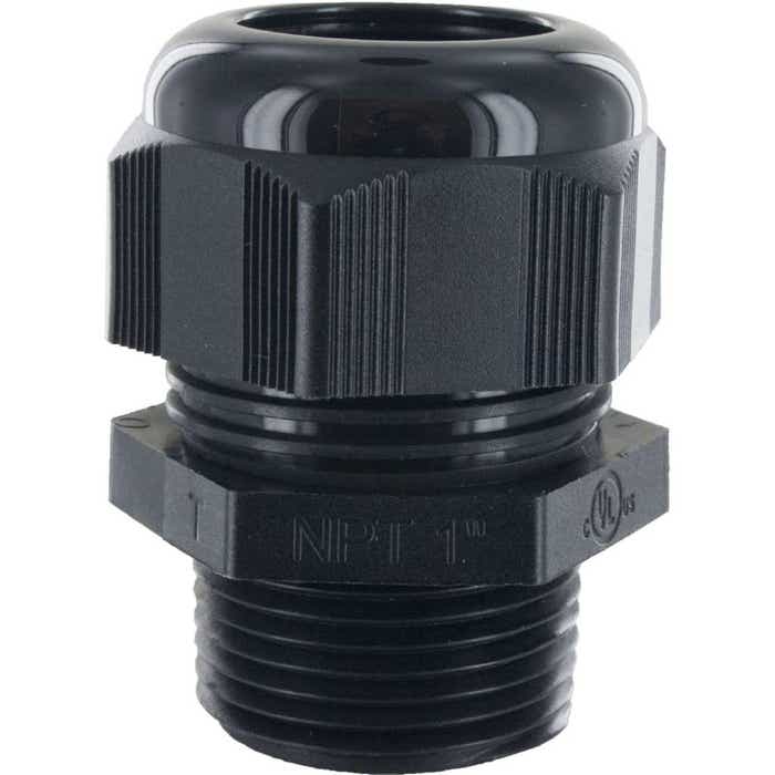Nylon Dome Cap Cable Gland 1" NPT .70-.98" Black Nylon Dome Cap Cable Gland 1" NPT .70-.98" Black