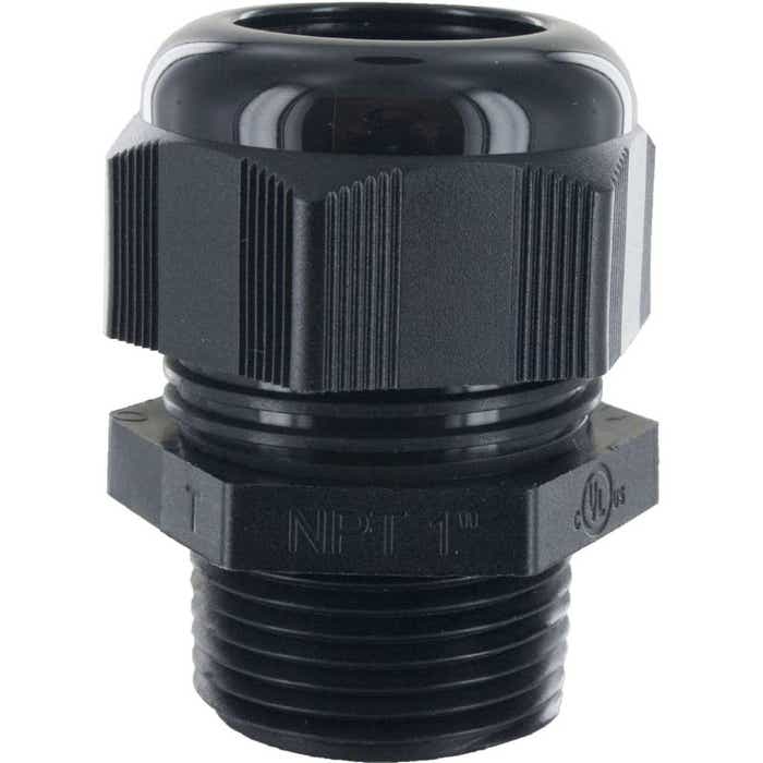 Nylon Dome Cap Cable Gland 1" NPT .70-.98" Black