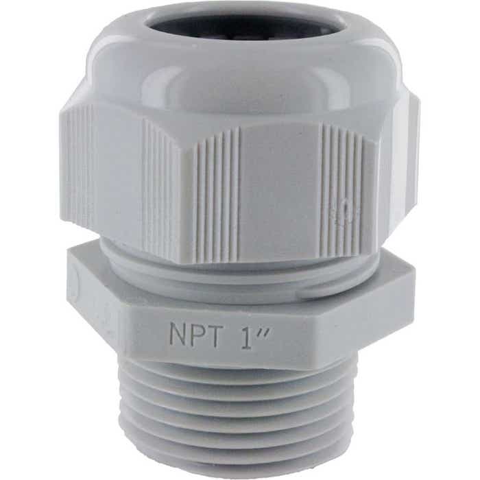 Nylon Dome Cap Cable Gland 1" NPT .70-.98" Gray Nylon Dome Cap Cable Gland 1" NPT .70-.98" Gray