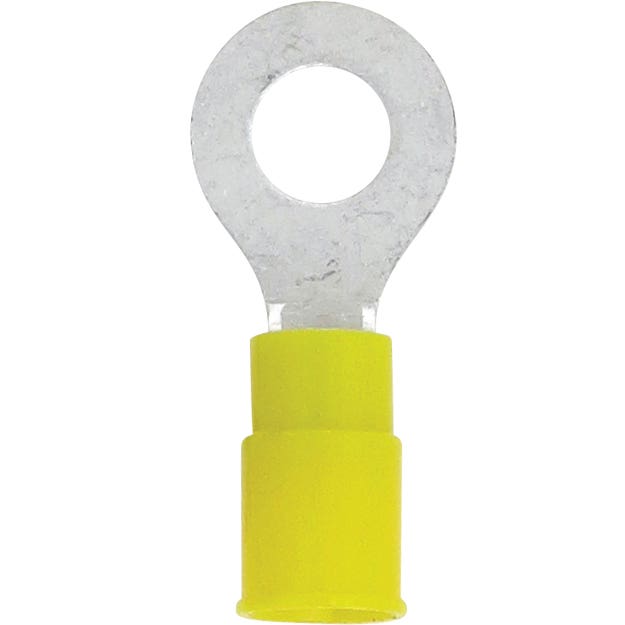 Bulk Ring Terminals PVC Yellow 12-10 Awg 1/4" Stud Bulk Ring Terminals PVC Yellow 12-10 Awg 1/4" Stud