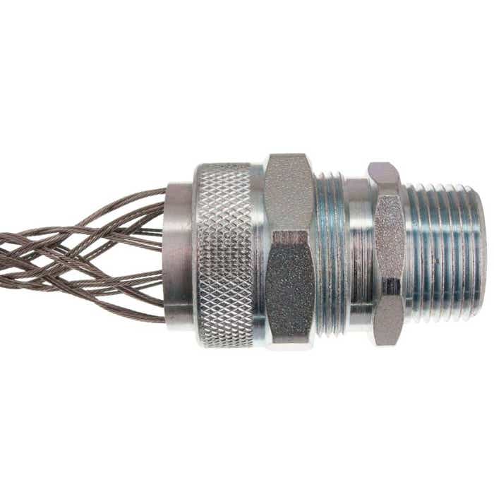 3/4" NPT Steel Cord Grip Cable Gland with Mesh .500"-.625" Cable Range RSRS-210-E 3/4" NPT Steel Cord Grip Cable Gland with Mesh .500"-.625" Cable Range RSRS-210-E