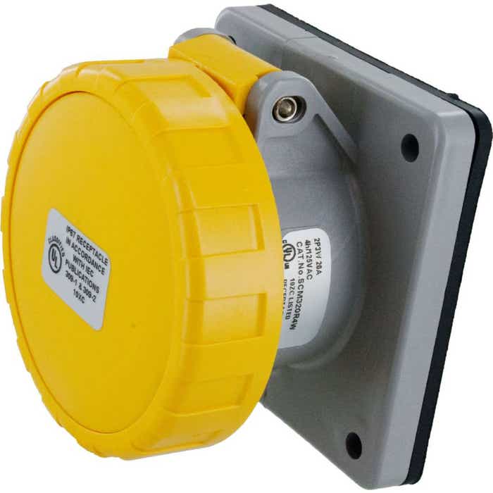 320R4W Pin And Sleeve Receptacle 20 Amp 2 Pole 3 Wire