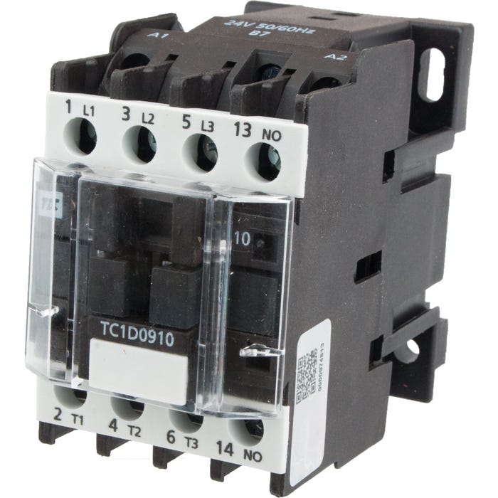 3 Pole Contactor 9 Amp 1 N/O 24 Vac Coil TC1D0910B7 3 Pole Contactor 9 Amp 1 N/O 24 Vac Coil TC1D0910B7