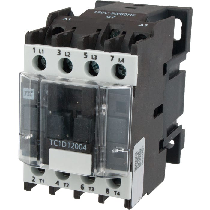 4 Pole Contactor 12 Amp 4 N/O 120 Volt AC Coil TC1D12004G7 4 Pole Contactor 12 Amp 4 N/O 120 Volt AC Coil TC1D12004G7